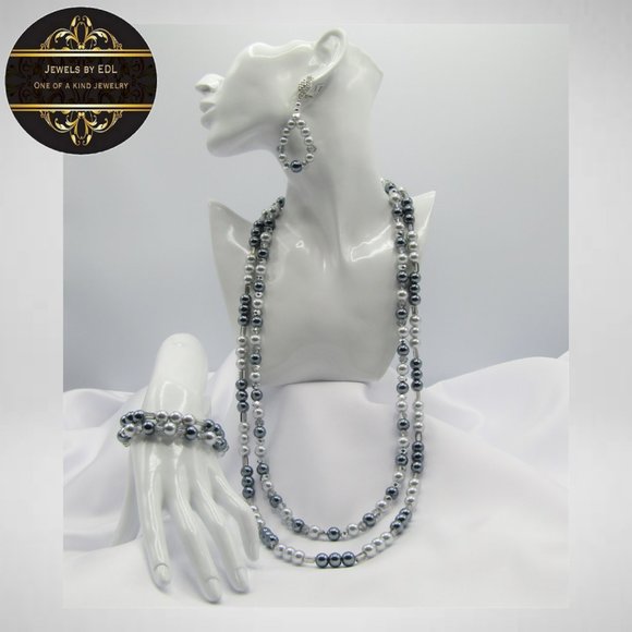 Silver Colour Beaded Jewelry Set - Picture 1 of 5